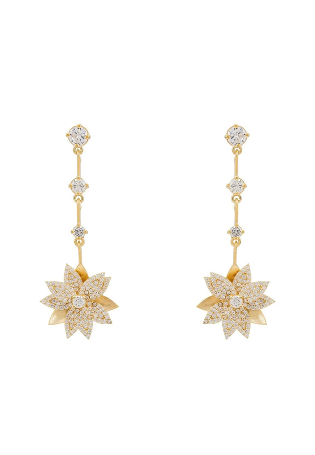 Dahlia Drop Earrings Gold White