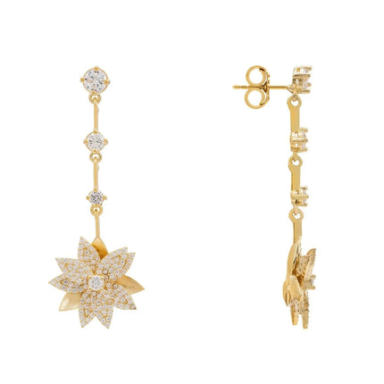 Dahlia Drop Earrings Gold White