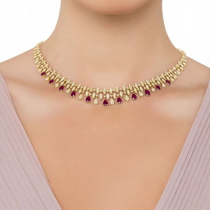Duchess Ruby Statement Necklace Gold