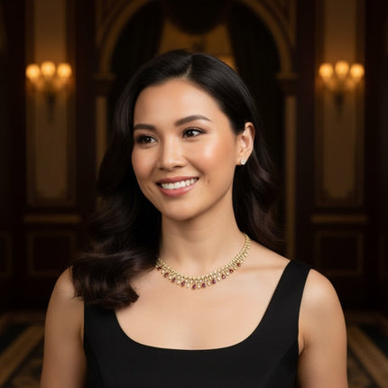 Duchess Ruby Statement Necklace Gold