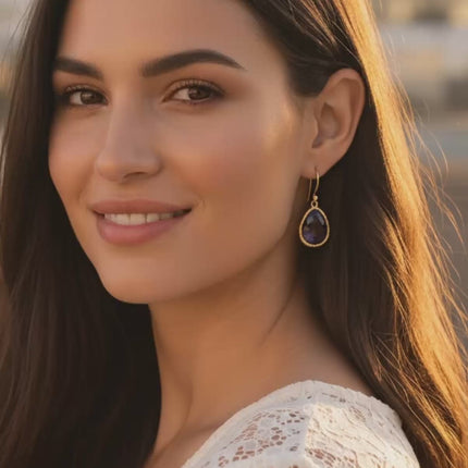 Petite Drop Earrings Amethyst Hydro Gold