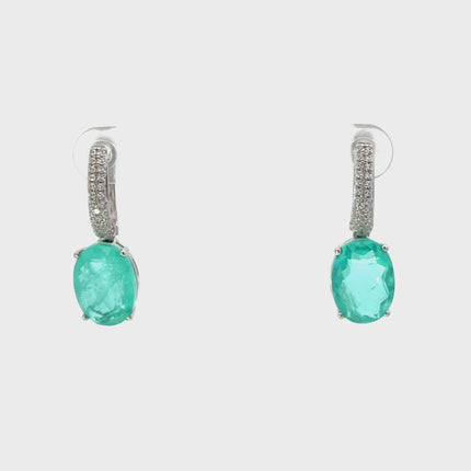 Alexandra Oval Drop Earrings Silver Paraiba Tourmaline