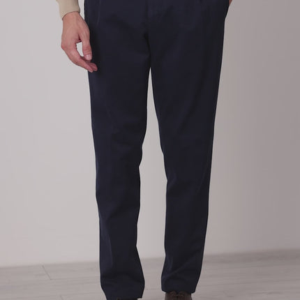Autumn Winter Blue Cotton Chino Trousers