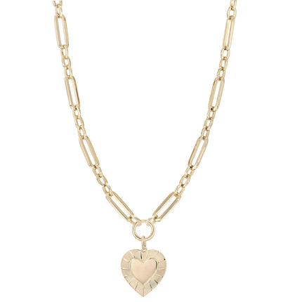 Large Multi Link Chain & Heart Pendant Necklace by Eklexic