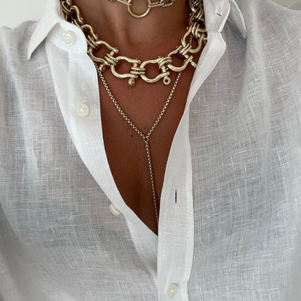 Thin Luciana Box Chain Lariat by Eklexic