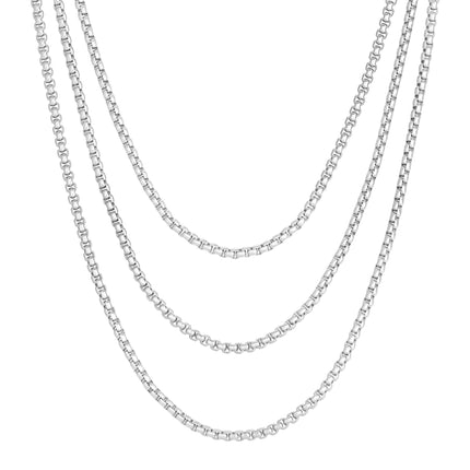 Triple Layer Thin Luciana Box Chain Necklace by Eklexic