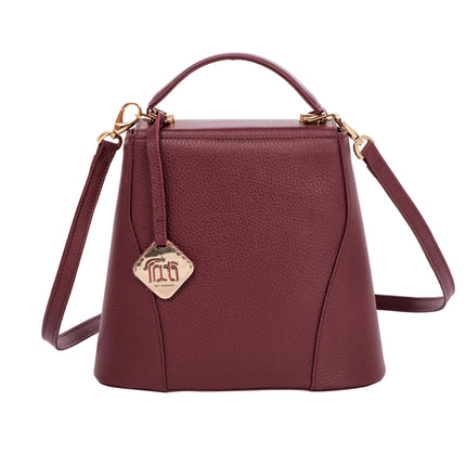 TATI BODUCH Designer Handbag, AGATE Collection, Genuine Leather: Brown, Knitwear: Turquoise