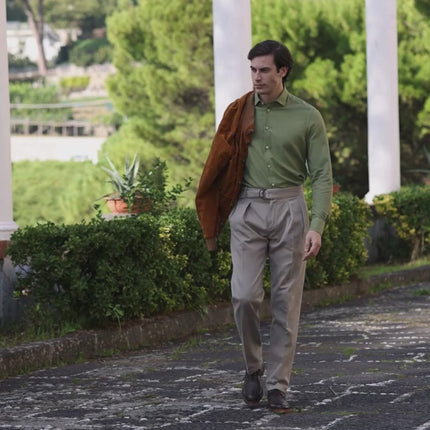 Green Cotton and Viscose Shirt for Autumn/Winter