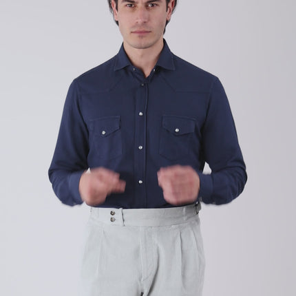 Blue Cotton and Viscose Shirt Autumn/Winter