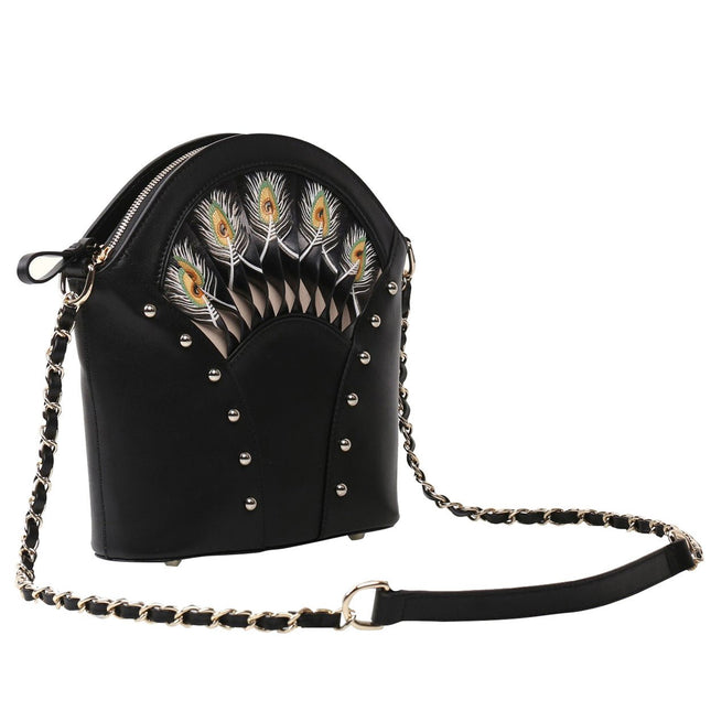 Feather Black Shoulder Bag