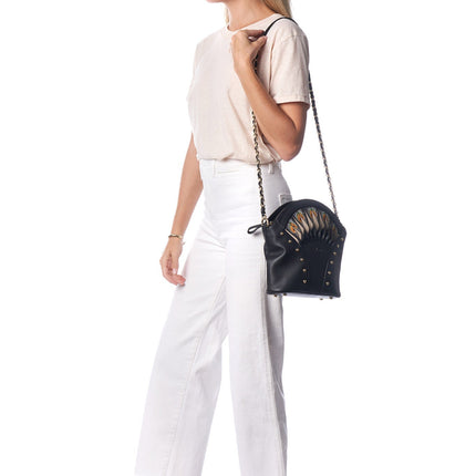 Feather Black Shoulder Bag