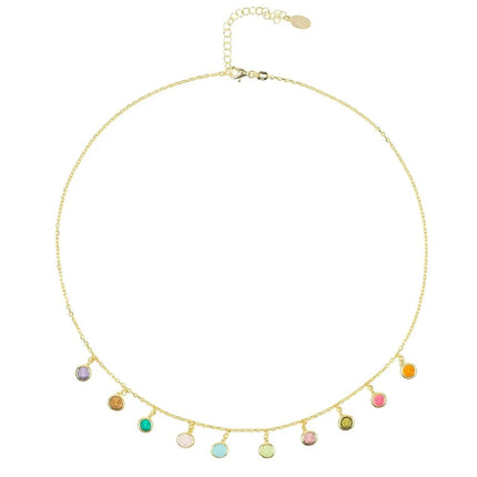Florence Multi Coloured Gemstone Necklace Gold