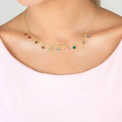 Florence Multi Coloured Gemstone Necklace Gold