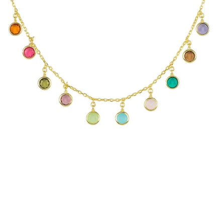 Florence Multi Coloured Gemstone Necklace Gold