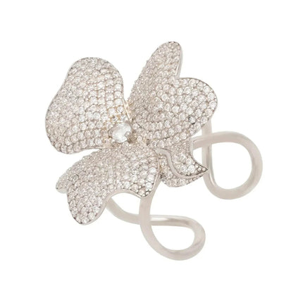 Flower Cocktail Ring Silver