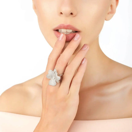 Flower Cocktail Ring Silver