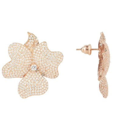Flower Large Stud Earrings Rose Gold