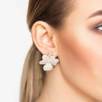 Flower Large Stud Earrings Rose Gold