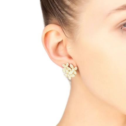 Flowers Large Stud Earrings Gold