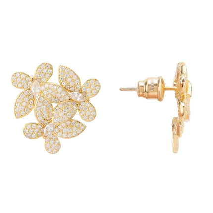 Flowers Large Stud Earrings Gold