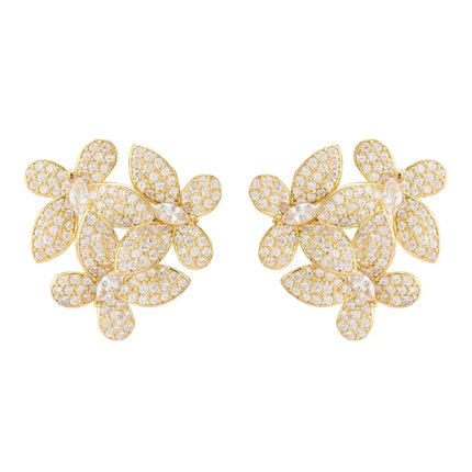 Flowers Large Stud Earrings Gold