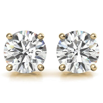 AGI Certified Lab Grown Diamond (G-Vs) Stud Earrings in 14K White or Yellow Gold - Choose 1 CTW or 2 CTW