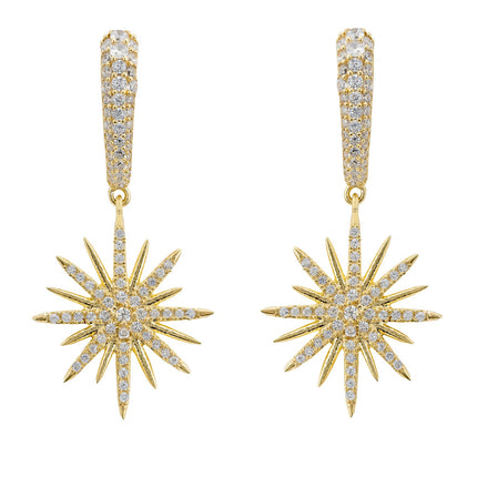 Star Burst Drop Earrings Gold