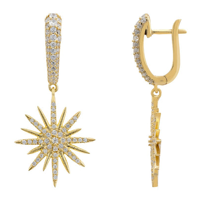 Star Burst Drop Earrings Gold