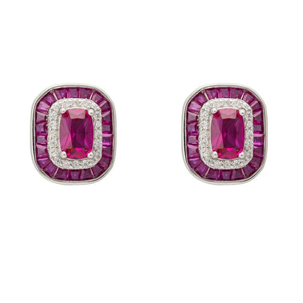 Great Gatsby Stud Earrings Ruby Silver