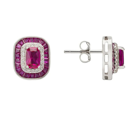 Great Gatsby Stud Earrings Ruby Silver