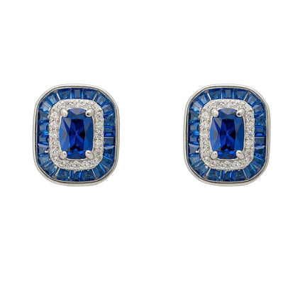 Great Gatsby Stud Earrings Sapphire Silver