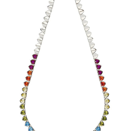 Heart Garland Rainbow Gemstone Necklace Silver