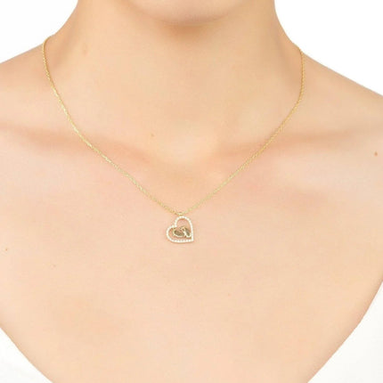 Heart Mum Pendant Necklace Gold