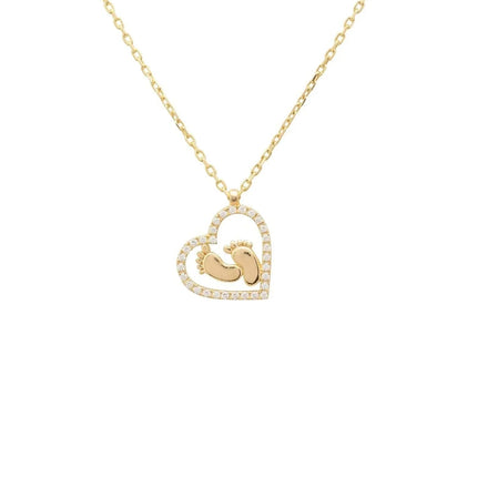 Heart Mum Pendant Necklace Gold