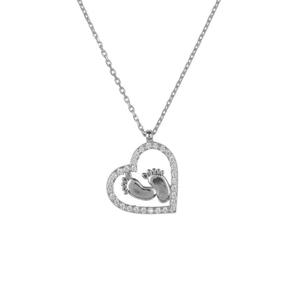 Heart Mum Pendant Necklace Silver