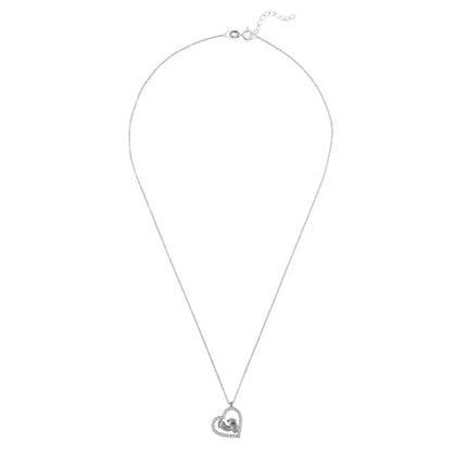 Heart Mum Pendant Necklace Silver