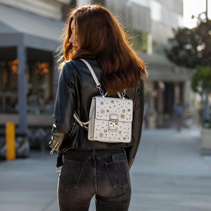 Convertible Leather Backpack Purse White Crossbody Bag
