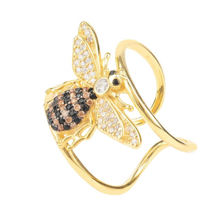 Honey Bee Cocktail Ring Adjustable Gold