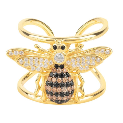 Honey Bee Cocktail Ring Adjustable Gold