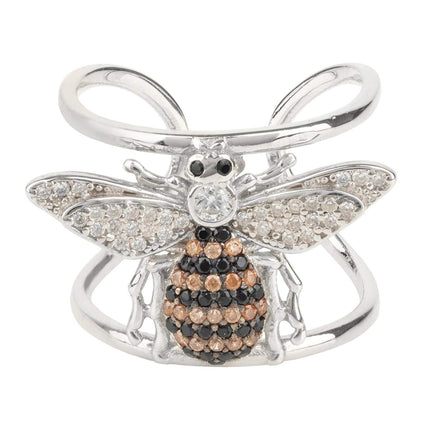 Honey Bee Cocktail Ring Adjustable Silver