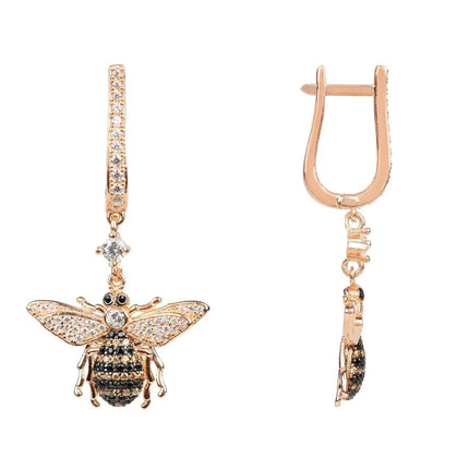 Honey Bee Drop Earrings Rosegold