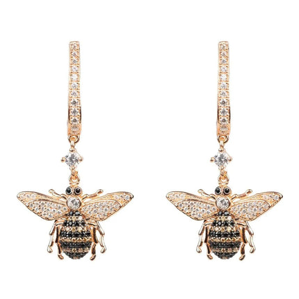 Honey Bee Drop Earrings Rosegold