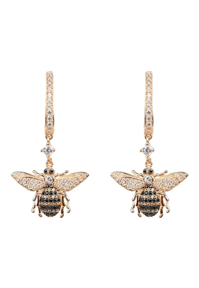 Honey Bee Drop Earrings Rosegold