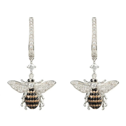 Honey Bee Drop Earrings Silver