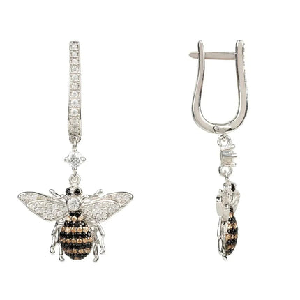 Honey Bee Drop Earrings Silver