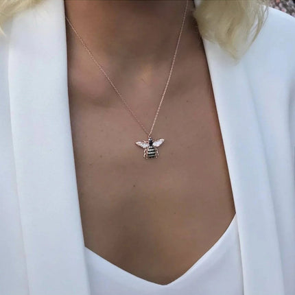 Honey Bee Pendant Necklace Rosegold
