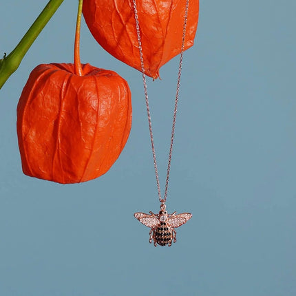 Honey Bee Pendant Necklace Rosegold