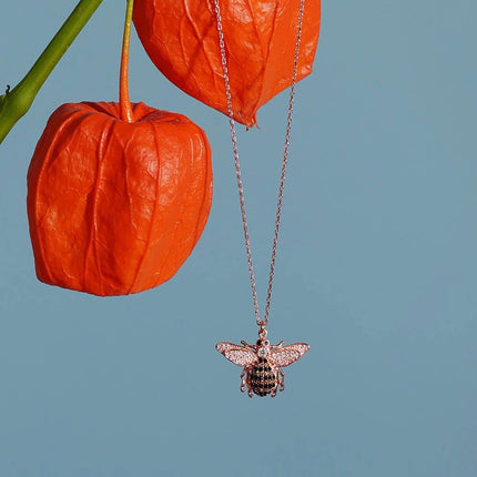 Honey Bee Pendant Necklace Silver