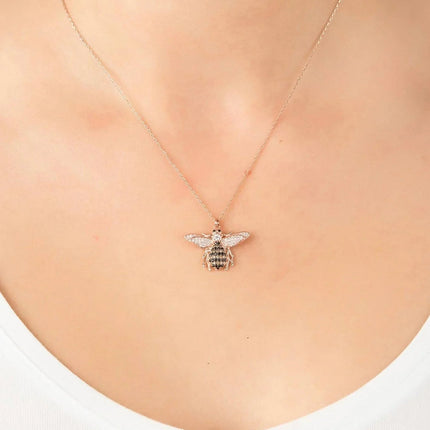 Honey Bee Pendant Necklace Silver