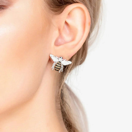 Honey Bee Stud Earrings Silver